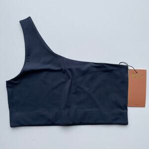Girlfriend Collective Bianca Sports Bra One Shoulder Skyline Blue Size XL NEW